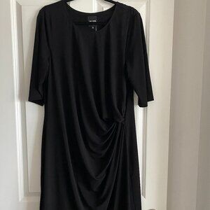 Beautiful Classic NIK + ZOE Fully Lined Black Dress with Draped Waist Size XXL
